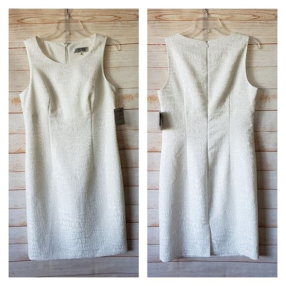 Kasper White Sleeveless Round Neck Sheath Dress Wedding Special Occasion Party - Picture 1 of 10